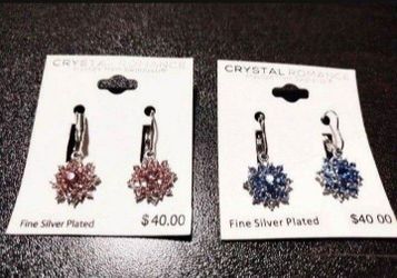 New Crystal Romance Starburst Earrings - Pink or Blue - PPO