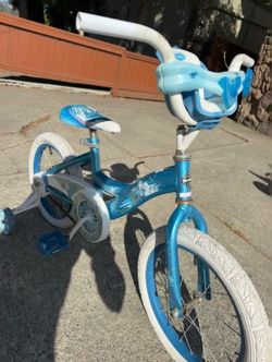 Huffy Disney Frozen 16” Kids Bike with Training Wheels – Blue – Great Condition