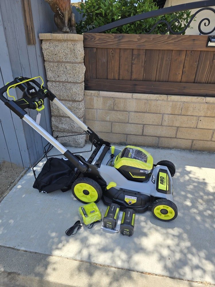 Ryobi 40v Hp Brushless Whisper Series 21-in Walk Behind Self Propelled All Wheel Drive Lawn Mower