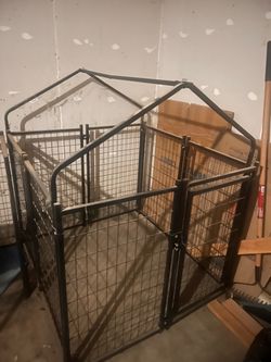 Heavy-Duty Metal Dog Kennel / Pet Playpen with Roof Frame