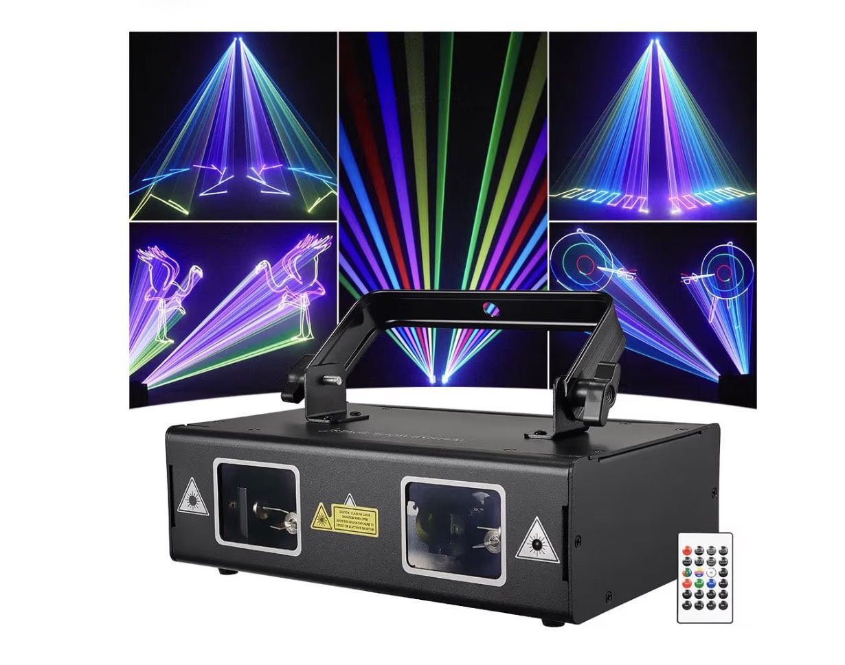 DJ Light, WorldLite Stage Party Lazer 3D RGB Full Color with DMX512, Music Sound & Remote