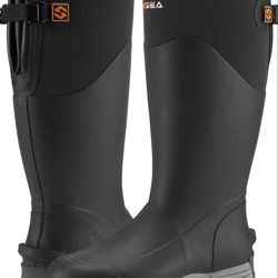 HISEA Rubber Rain Boots for Men, Waterproof Insulated Neoprene Hunting Boots, Durable Anti-Slip Outdoor Mud Boots for Hunting Gardening Farming Fishin