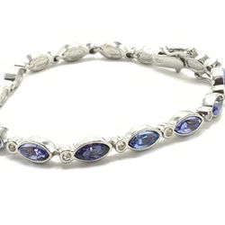 Vintage Signed Lia Sophia Blue Zirconia & Tanzanite Tennis Bracelet - Green Cove Springs Pickup!