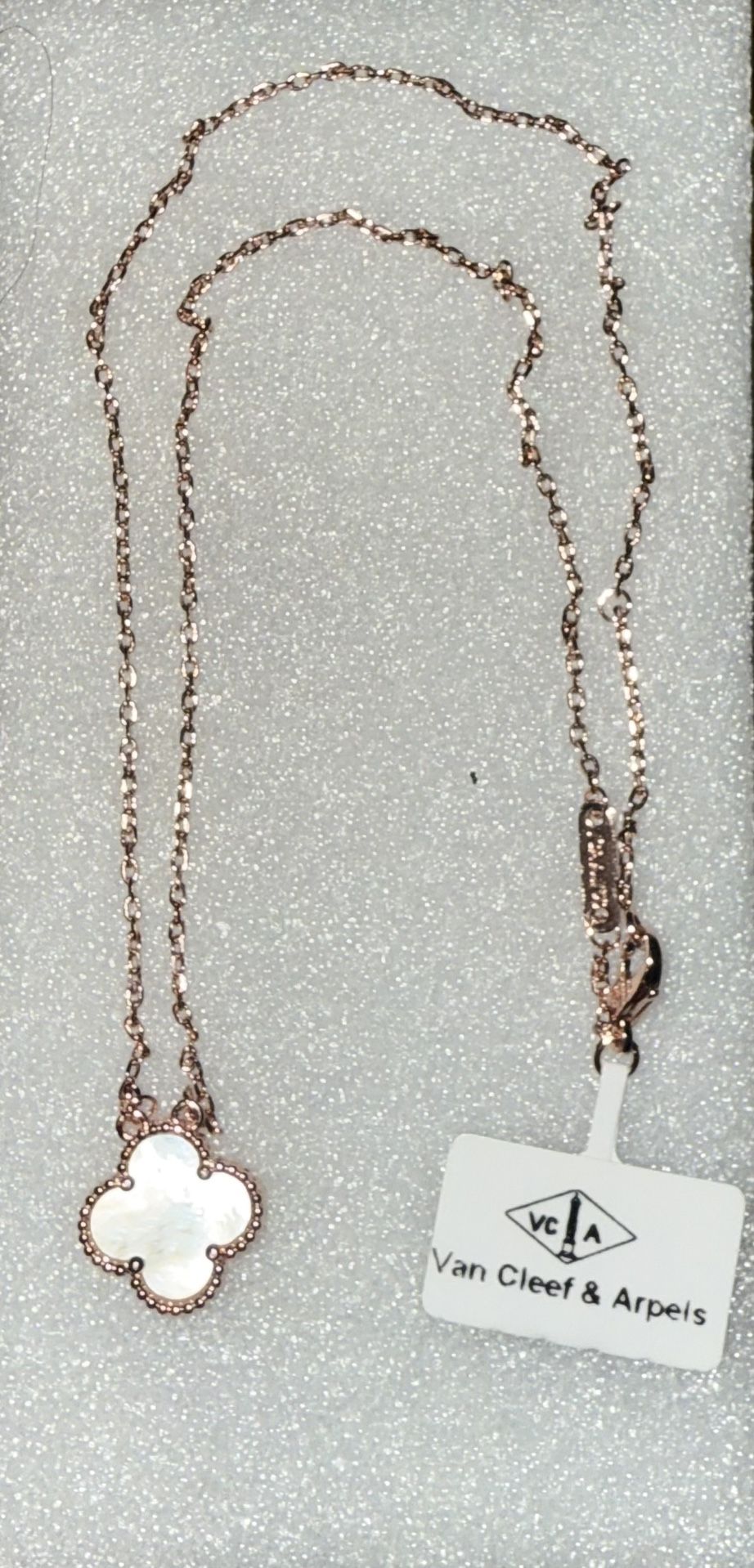 Van Cleef Necklace rose gold chain with white pendant