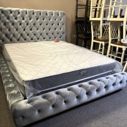 New Queen Platform Bed & Mattress 