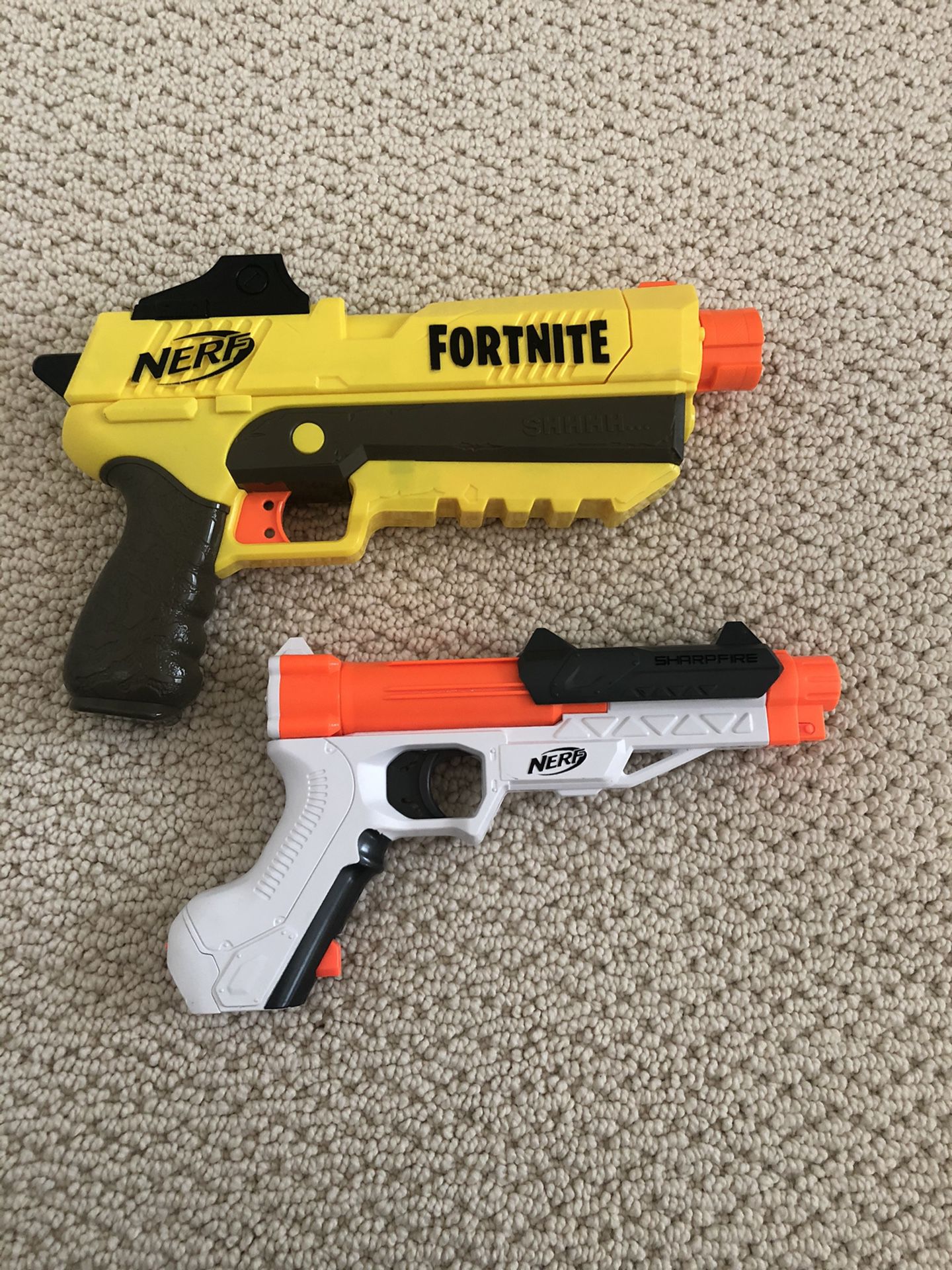 NERF Fortnite pistol and Sharpfire Pistol