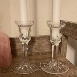 Set Of 2 Crystal Taper Candle Holders