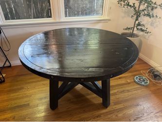 Living Spaces - Round wood table with dining chairs