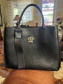 Pratesi Black Leather Tote Handbag