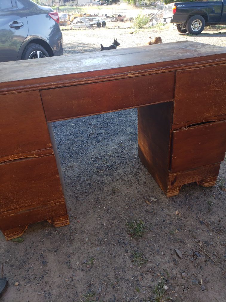 Antique 5 drawer desk