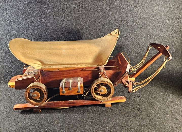 Antique "Working" 1950s Handcrafted All Original Wood Prairie Wagon Lamp ( 26"X11" X8" )
