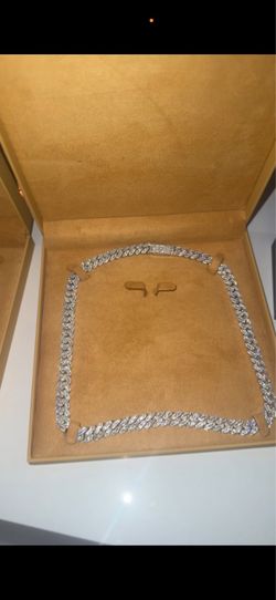 Silver Plated moissanite Cuban Link Chain