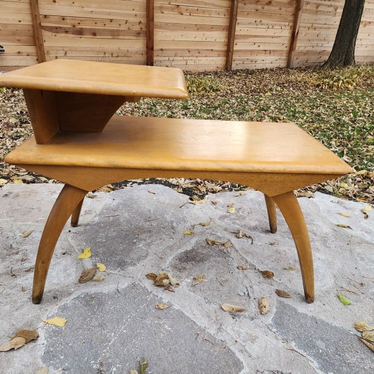 MCM HEYWOOD WAKEFIELD Two Step Tier End Table Curved Legs