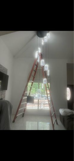 Modern chandelier stairway black matte LED different colors up to 10 ft super bright