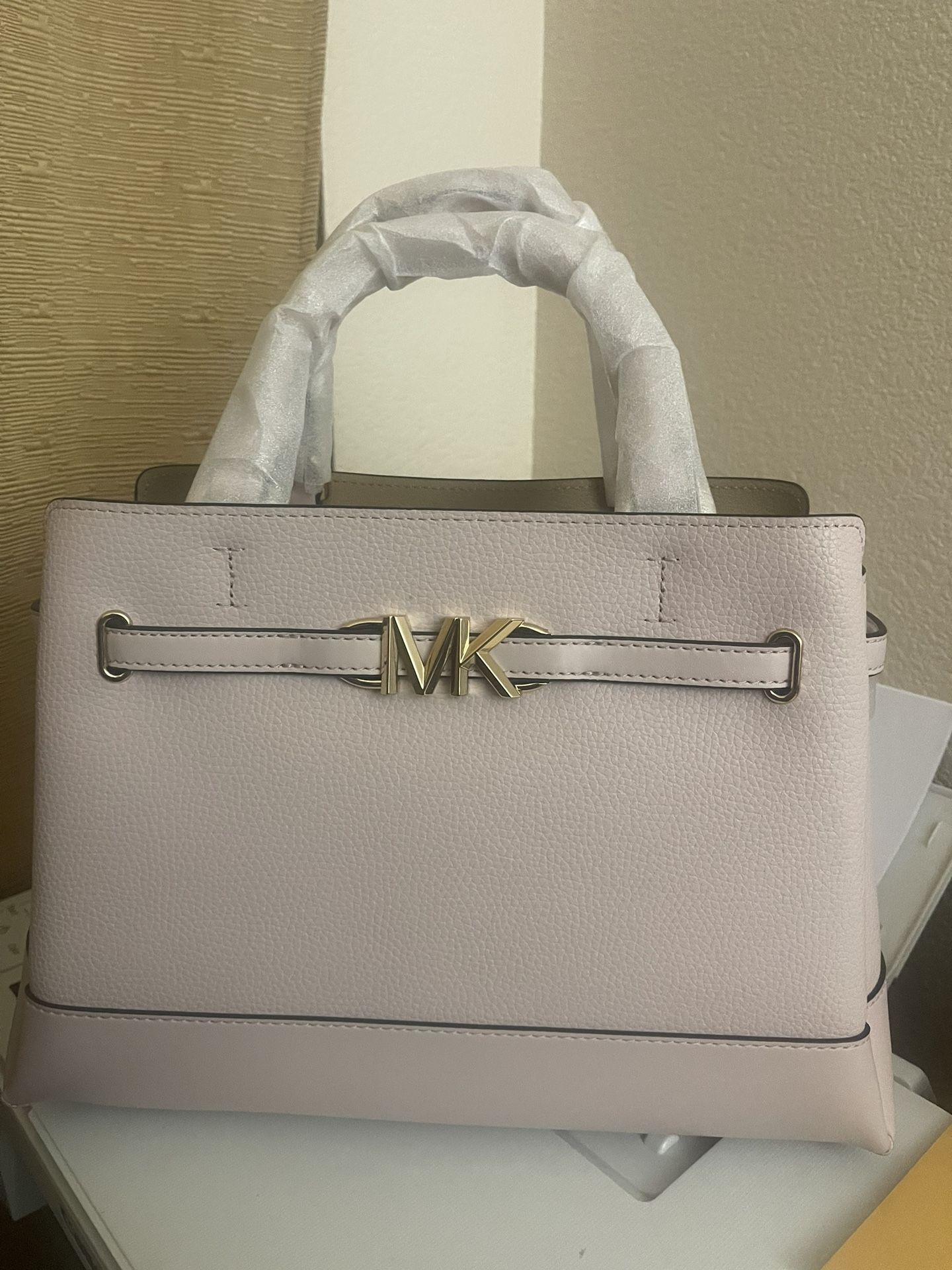 Michael Kors Reed Large Leather Belted Satchel - Powder Blush