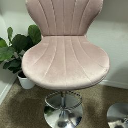 Pink Velvet Adjustable Barstools 