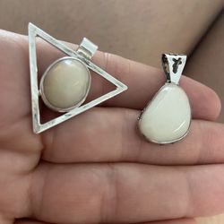 2 Sterling Silver Pendents With Opal 