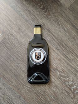Vegas Golden Knights Melted Wine Bottle Art