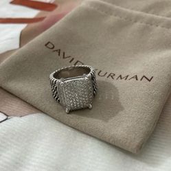 Sterling Silver Womens David Yurman Ring With Pave Diamonds