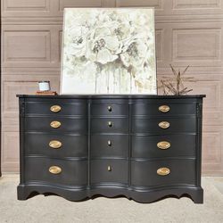 Matte Black Solid Wood Dresser