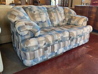 Plump Patterned Blue Palette Loveseat