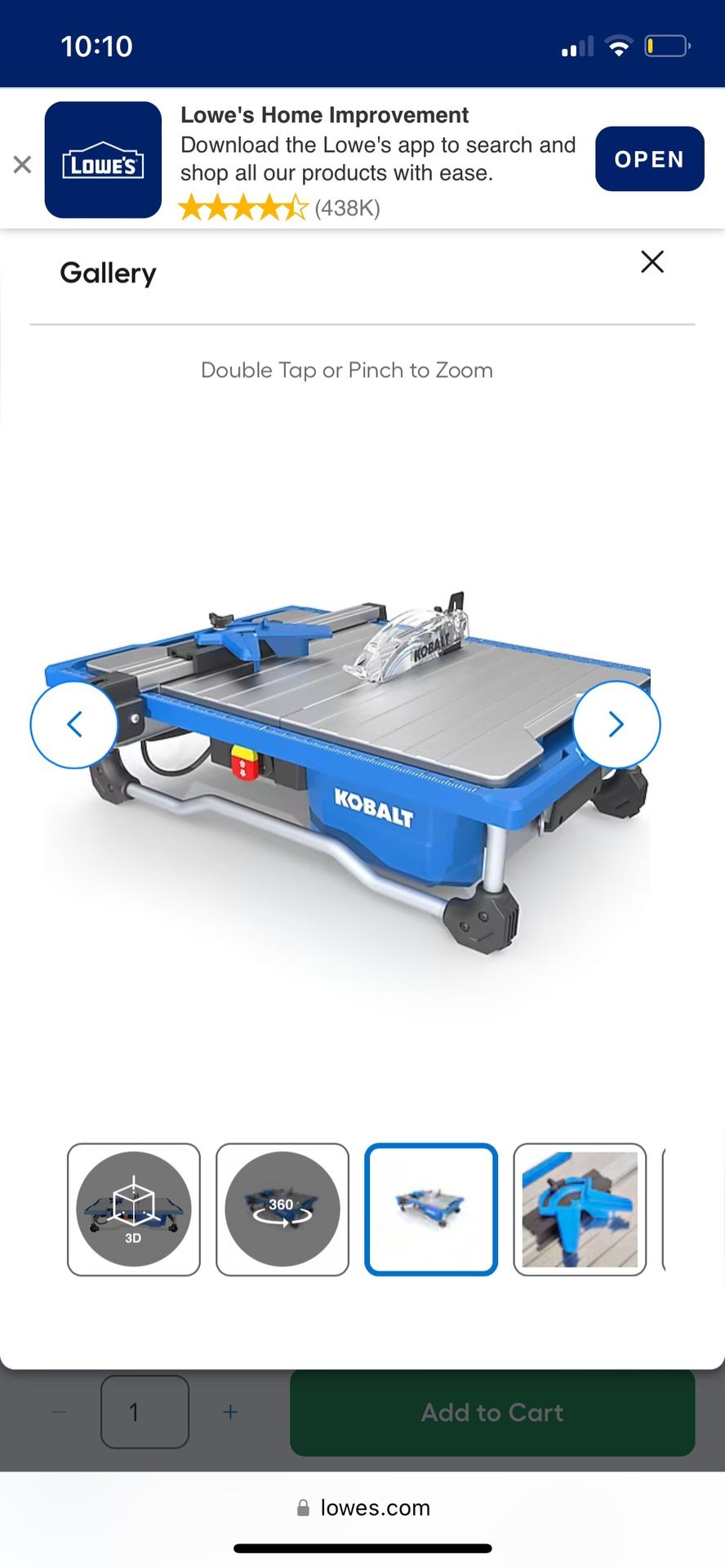 New Kobalt 7in Wet Tile Saw