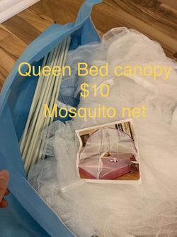 Bed canopy mosquito net, electric standing fan and Kitchen stuff