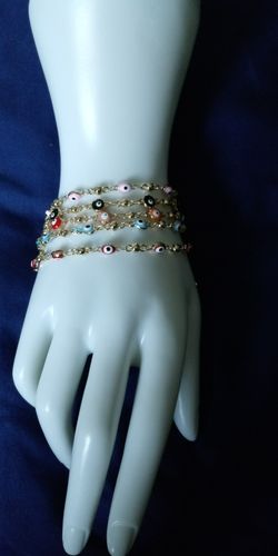 Gold plated turkish eye bracelet in different colors