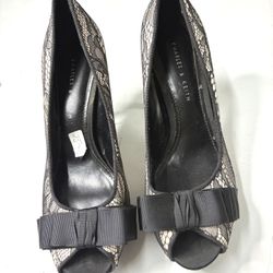 Charles & Keith Black & Grey Wedge Espadrilles