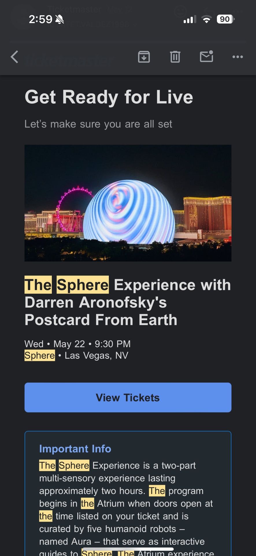 The Sphere Experience Las Vegas