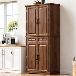 Noble House Raine 71.2” Brown Kitchen Pantry Cabinet