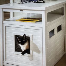 New In Box New Age Pet Jumbo LitterLoo Antique White Litter Box End Table Jumbo Combo 