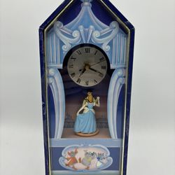 Vintage Disney Cinderella Dancing Musical 12" Blue Clock Plays "So This is Love"