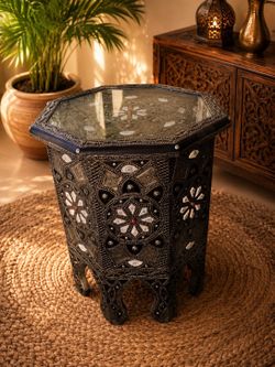 Handcrafted Moroccan Octagonal Inlay Side Table