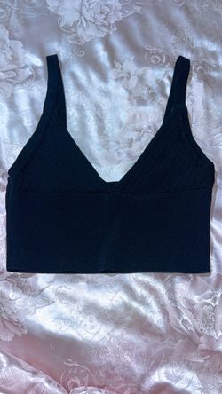 Zara Black Ribbed Knit Crop Bralette