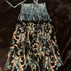 Woman’s Sundress Blue Black Yellow-M