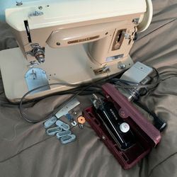 1959 Mid-Century Vintage Singer 404 Sewing Machine Power Cord, Peddle + Extras