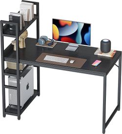 47" Gaming Computer Desk, Gamer Table with Reversible Storage Shelves, Modern Simple Style, Black