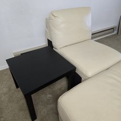 Genuine Leather Sofa Ottoman Side table