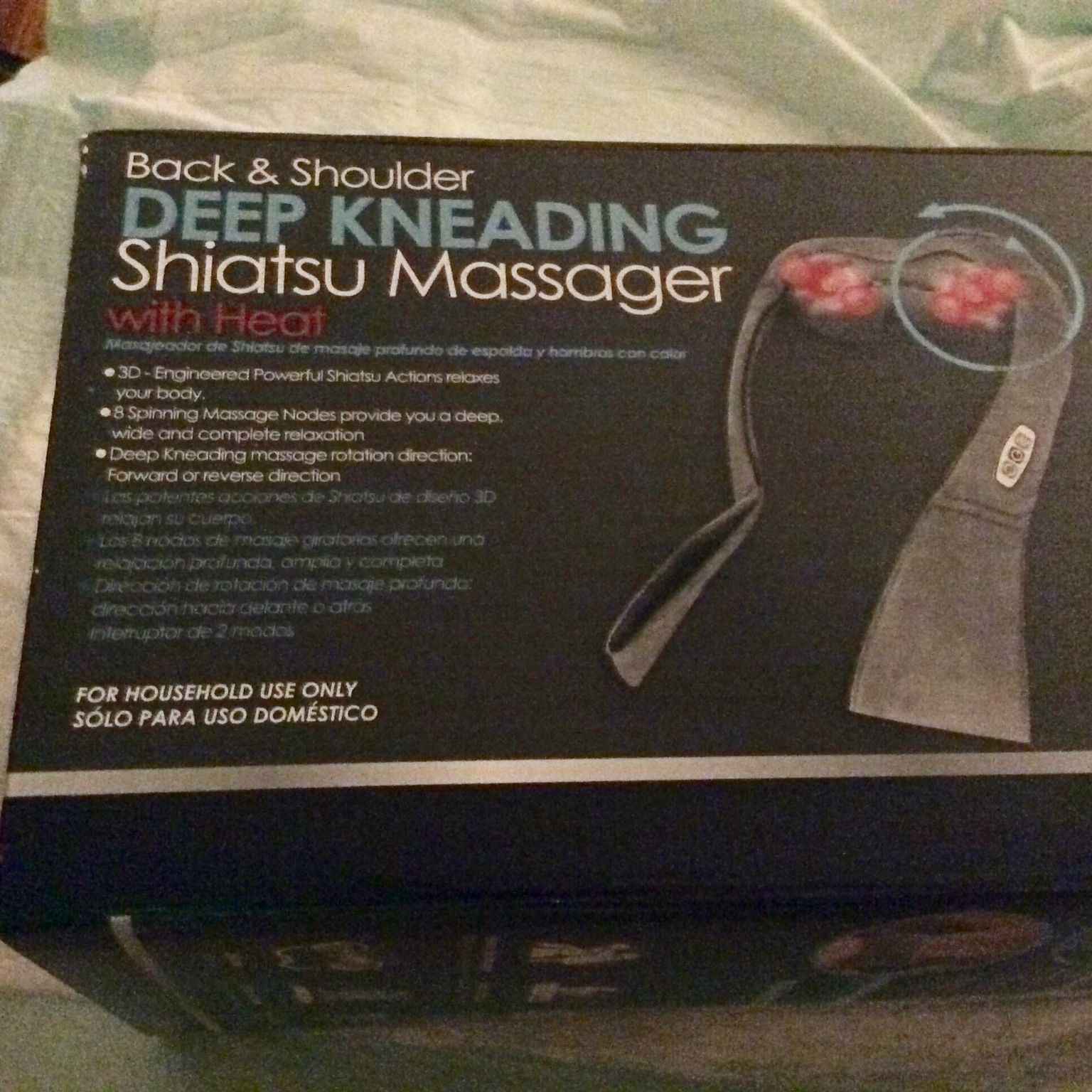 NiB..Health Touch Back & Shoulder Deep Kneading Shiatsu Massager With Heat