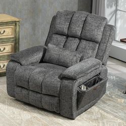 Power Lift Recliner Chairs for Elderly - Infinite Position Lay Flat Recliner with Heat & Massage Side Storage Cup Holder - USB Type C Charging -400lbs