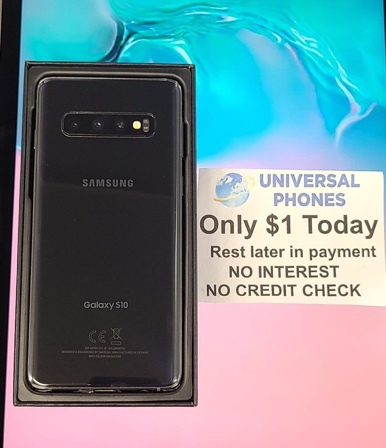 SAMSUNG GALAXY S10 128GB UNLOCKED.  NO CREDIT CHECK $1 DOWN  PAYMENT OPTION.  3 MONTHS WARRANTY * 30 DAYS RETURN * 