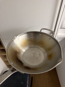 Calphalon Stainless Steel Wok 12in Flat Bottom Seasoned