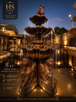 8 FT Horse Head Water Fountain – Luxury Outdoor Fountain