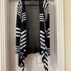 Adrienne Vitradini Black Open Front Plus Size Cardigan