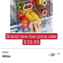 6 PCS Fridge Storage Bins Refrigerator Organization, Stackable Plastic Storage Drawers Refrigerator Organizer Bins Organizers for Refrigerator