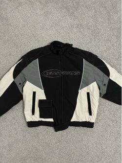 Motorbike Type Zip Up Grey Black White Mens Jacket