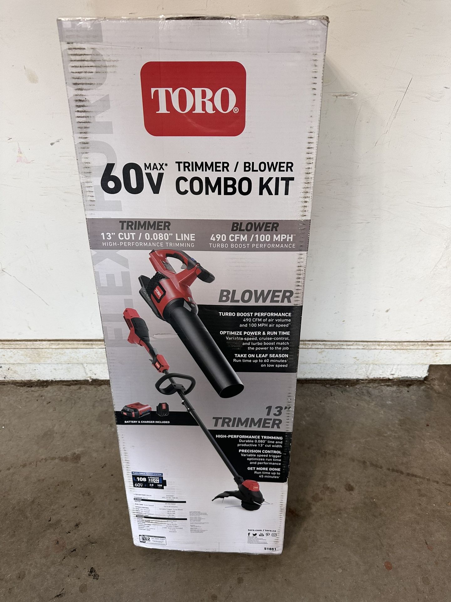 Toro Flex-Force 60-volt Max Cordless Battery String Trimmer and Leaf Blower Combo Kit 2 Ah (Battery & Charger Included) Item # | Model #51881