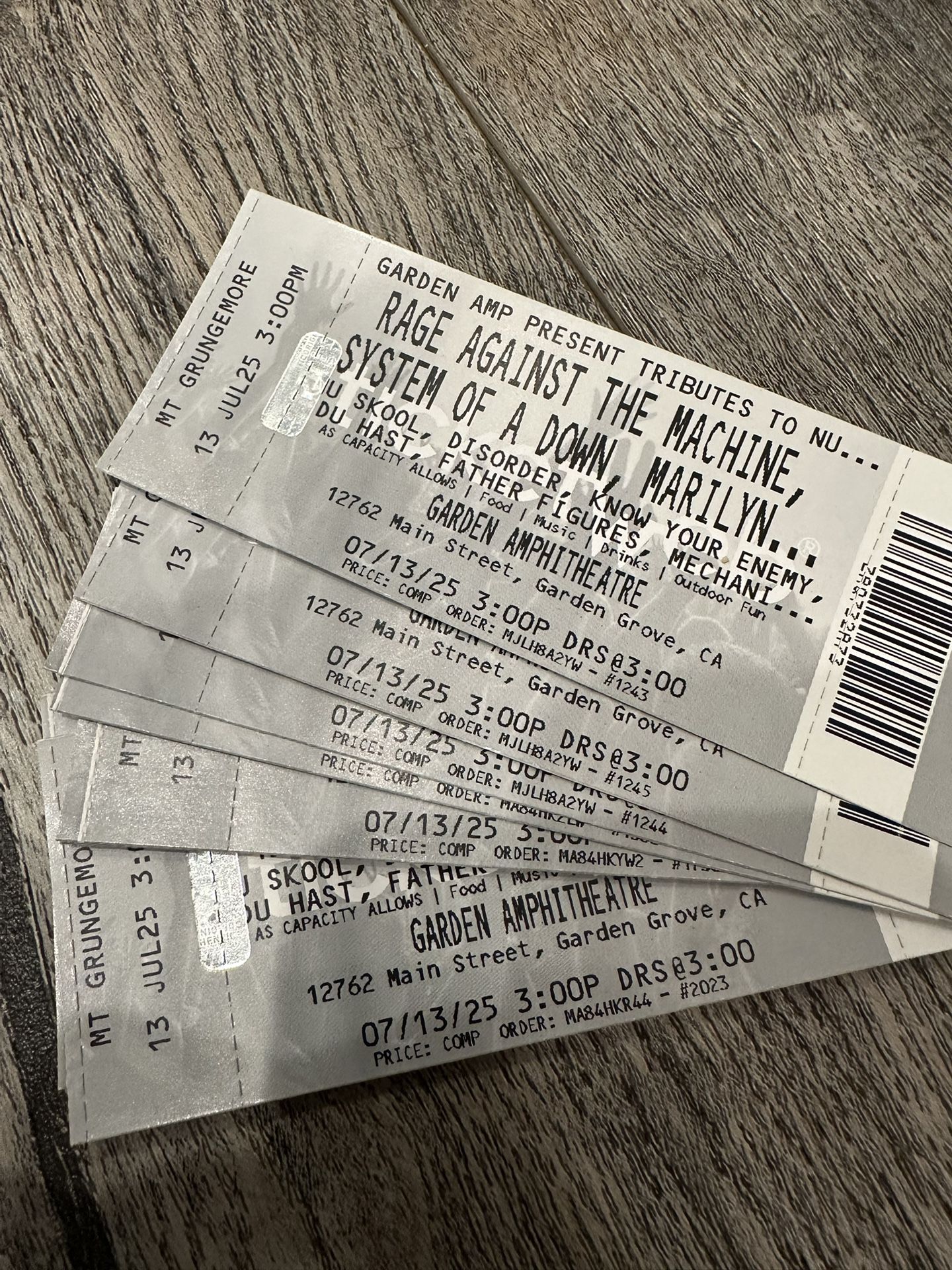 Concert Tickets For Tribute Bands For System Of A Down, Marilyn Manson, Rage Against The Machine & MORE! TODAY 3-10pm - $10 Each