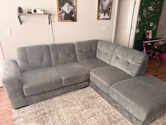 Gray Velvet Sectional Sofa
